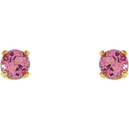 Round 4-Prong Youth Birthstone Stud Earrings