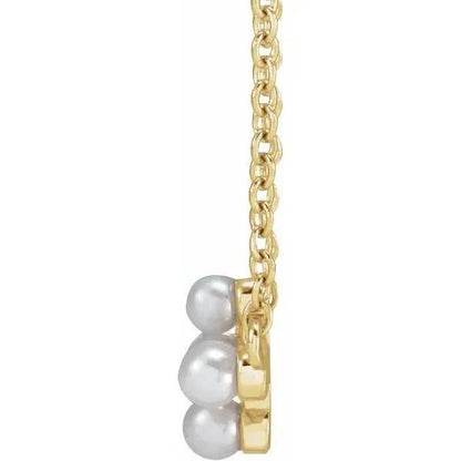 Pearl Sideways Cross Necklace